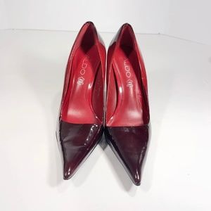 Aldo Patent Leather Ruby Red Vero Cuoio High Heels Candy Apple Pumps S 38 US 7.5